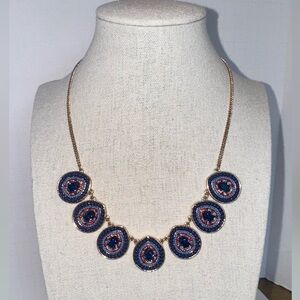 🔹Gold, Blue & Red Beaded Necklace